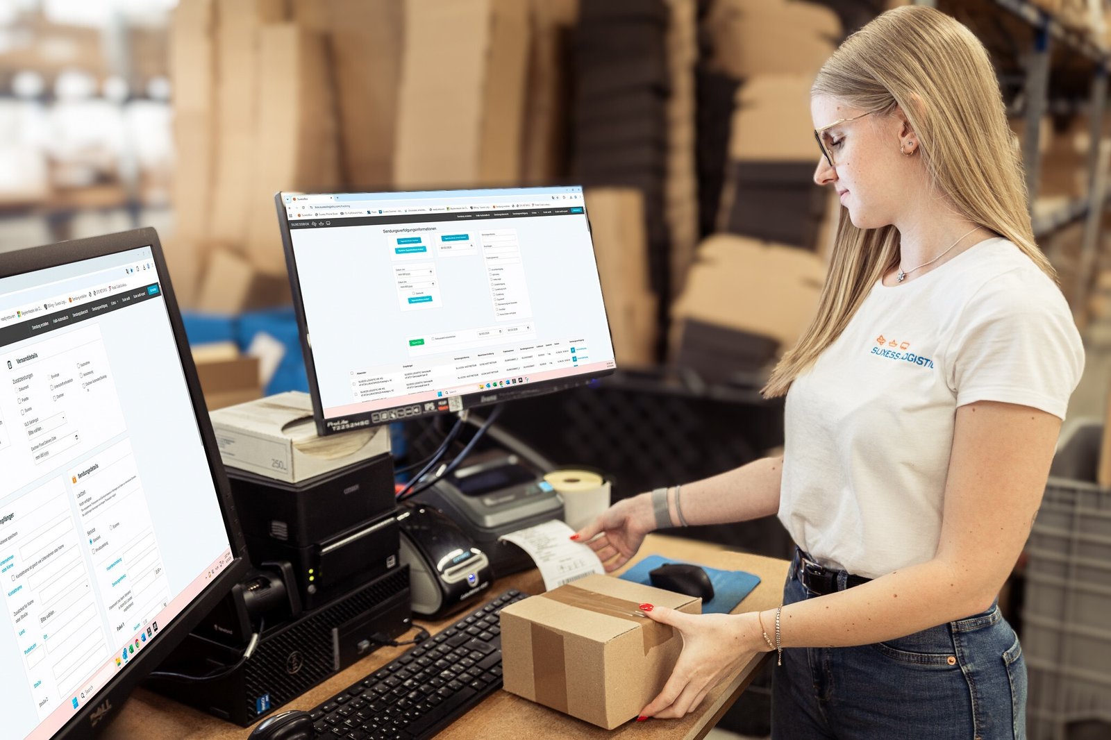 Packing station in SUXESS LOGISTIC e-commerce fulfillment