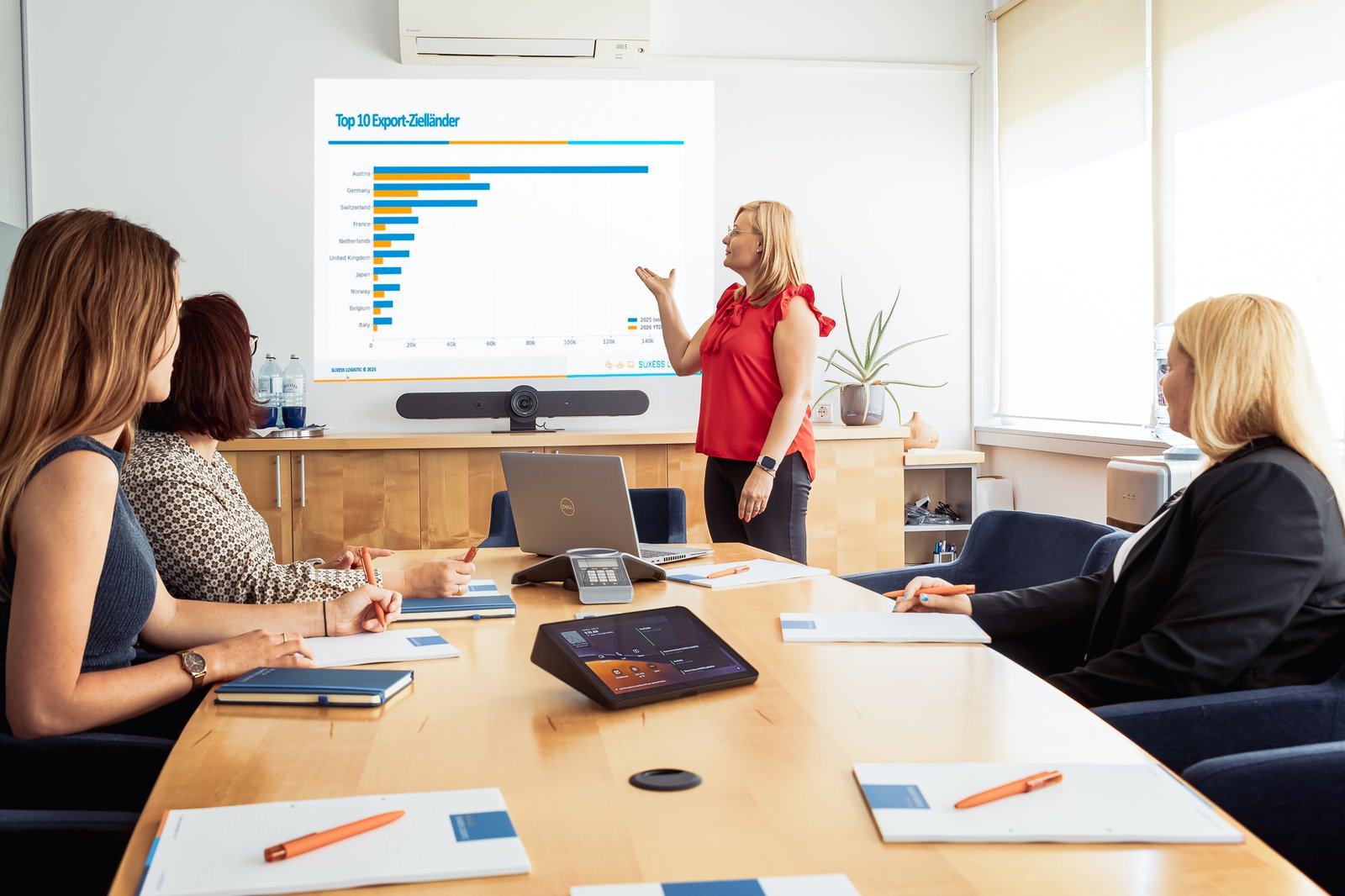 Consultation at SUXESS LOGISTIC with an analysis on screen